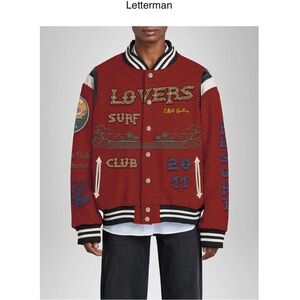 NWT- LIFTED ANCHORS LAHL23-37 LOVERS SURF CLUB - VARSITY LETTERMAN size L